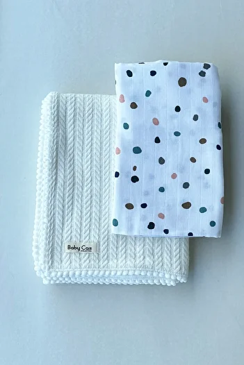 Baby Cais Collection Ecru Colored 100% Organic Muslin Baby Blanket and Blanket Set