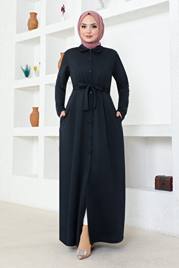 ModaMerve Navy Blue Buttoned Cap - Msl4225