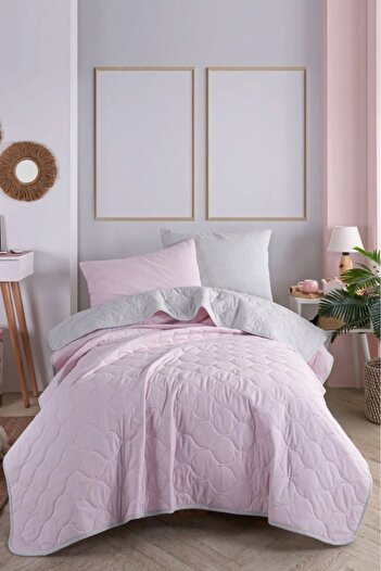 Eponj Home Single Quilted Bedspread Set - Solid Powder-grey