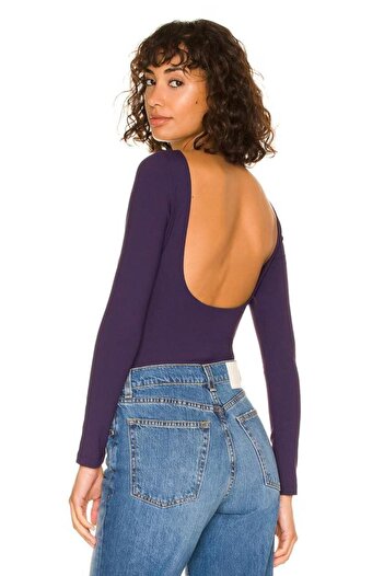 Zagrep Purple Silk Jersey Body - Women'S, Back Low-Cut, Double Layer