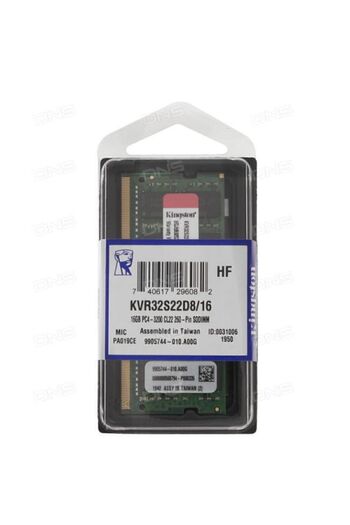 Kingston 16 جيجابايت ذاكرة وصول عشوائي DDR4 بسرعة 3200 ميجاهرتز KVR32S22D8/16 للكمبيوتر المحمول (أصلي) + (أصلي) تايوان