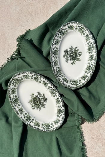 porselenden Antique Green 2 Piece 20 cm Premium Porcelain Small Size Breakfast Boat Presentation Service Set