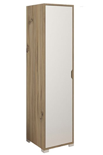 midoser Nisan 40 Cm Açık Ceviz-beyaz 5 Raflı Kiler Tek Kapılı Banyo Ve Elbise Dolabı - Gardırop
