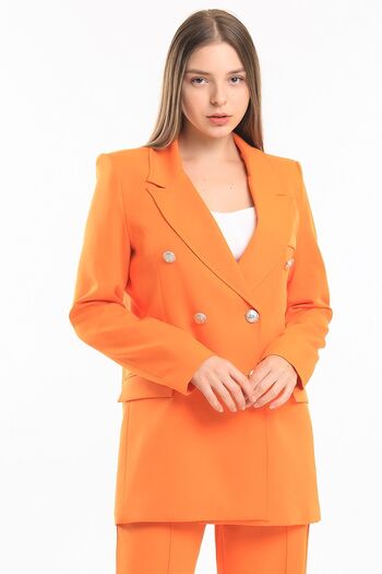 Sense Lined Hürrem Fabric Oversize Blazer Jacket |   Ckt34236 Orange