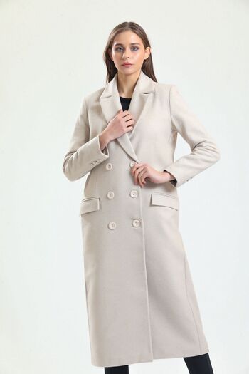 Sense Lined Patterned Long Coat| Kbn34176 Beige