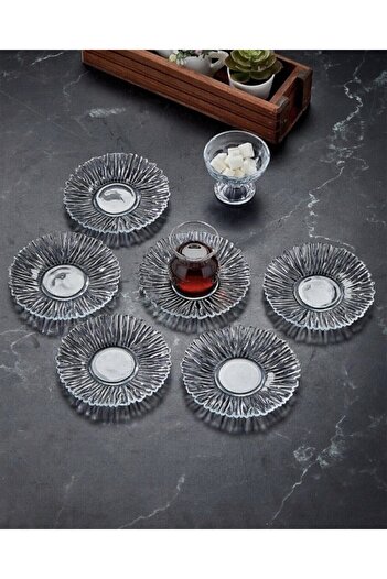 Kaveh glass صحن شاي كافيه 6 قطع الماس