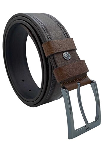 Süzer Deri 4 Cm. Spor Hakiki Deri Dikişli Kemer Kahverengi