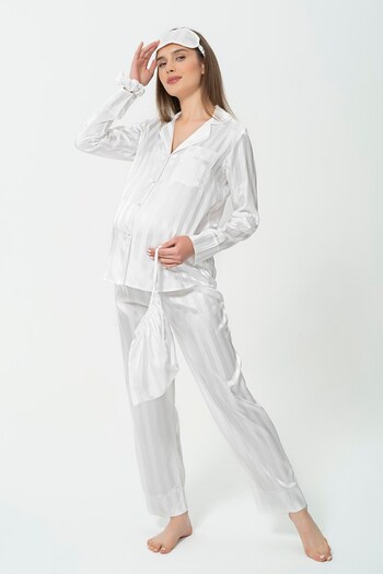 For You Mama 5-Piece Jacquard Long Sleeve Maternity Pajama Set
