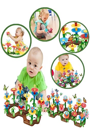 Ayver 52 Parça Bahçe Çiçek Yapım Seti Yapı Blokları Yapboz Bul Tak Puzzle Eğitici Oyuncak Çiçek Bahçesi