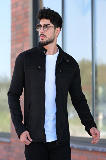 Stilkombin Hakim Collar Suede Seasonal Coat - Chest Zippered PLDP 2904_60061