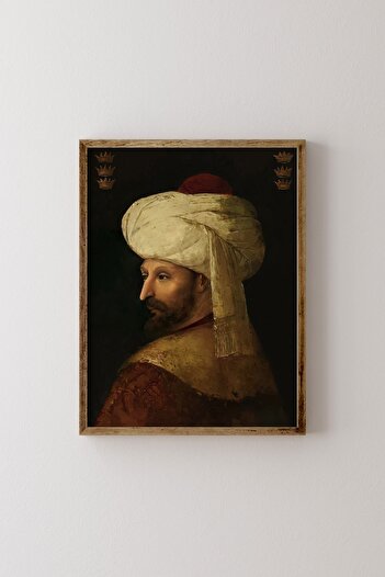 epiqart Fatih Sultan Mehmet Portresi - Ahşap Desenli Çerçeve