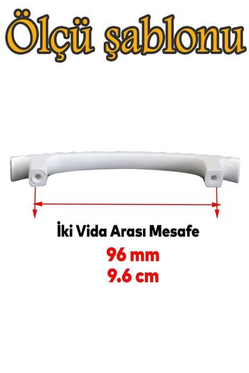 Badem10 (Hard Plastic) Ihlara 96 mm White Furniture Kitchen Drawer Cabinet Handle Handle Handles 10 Pieces