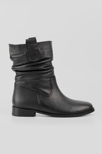 TUNAELLİ Kadın Siyah Hakiki Deri 35-41 Numara Körüklü Bot & Bootie