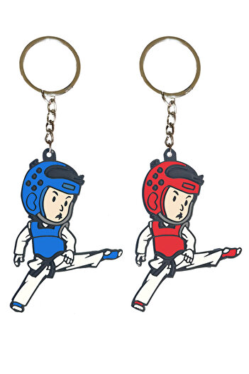 hakuof Μπρελόκ Taekwondo 2 Pack - Μπρελόκ, Taekwondo Safeguard, Kicking Target, Dobok Uniform Anime
