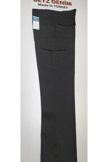 BeyzDenim Plus Size Black Cargo Pants - Lycra Cotton