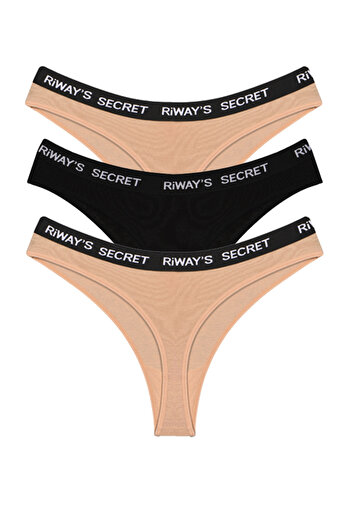 riways secret Cotton Waistband Elastic Thong 3-Pack