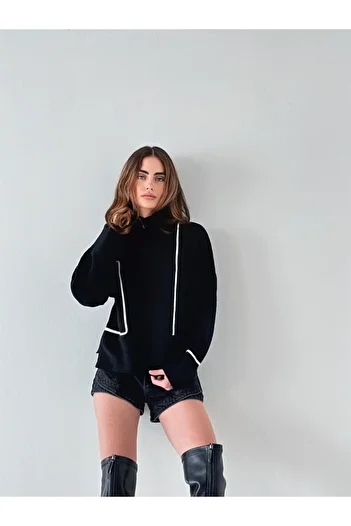 İLKCET MODA Süzene Embroidered Oversize Women's Sweater