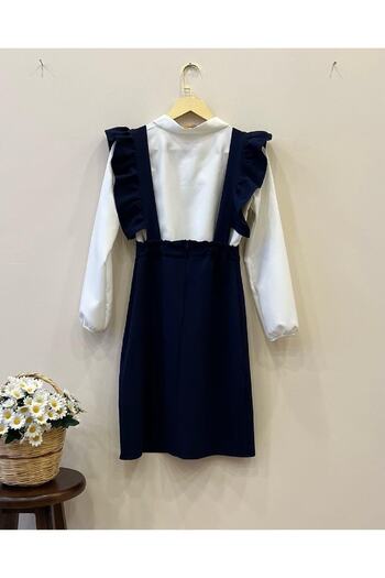 KÜÇÜĞÜM BUTİK Navy Blue Crepe Salopet Skirt