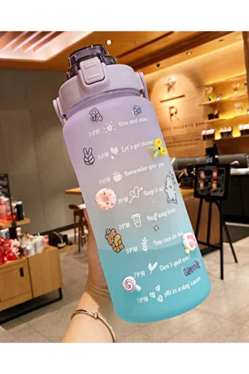 Ozka Leather Collection Motivational Water Bottle 2000 ml 2 Liter 2 Lt