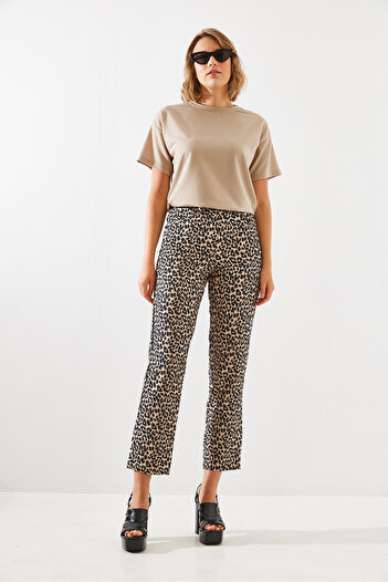 Bianco Lucci Leopard Patterned Women's Trousers - Mbms007 60501007