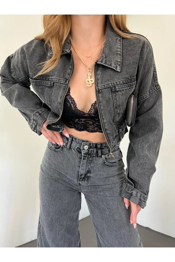 DENİKK WOMEN'S DOUBLE POCKET CROP DENIM JACKET-DENIKK WOMEN'S DOUBLE POCKET CROP DENIM JACKET