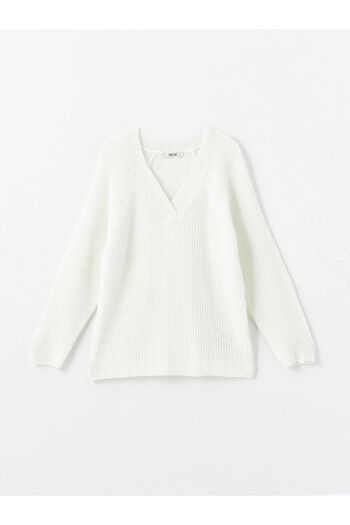 LC Waikiki Textured V-Neck Women's Knitwear Sweater