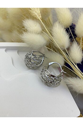 Arescollection VIP serial steel tarnish-resistant patterned domed basket hoop earrings