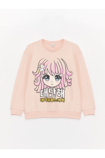 LC Waikiki Crew Neck Long Sleeve Printed Girl's Sweatshirt and Leggings Trousers