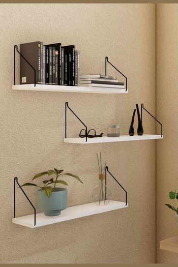 Roomie Home Wall Shelf Bookcase Kitchen Bathroom Living Space Set of 3 15X55 cm
