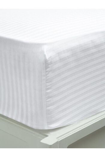 Karna Home Stripe Double Cotton Satin Fitted Sheet 160x200 Cm