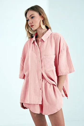 Manche Oversize Dried Rose Shirt and Shorts Set of 2