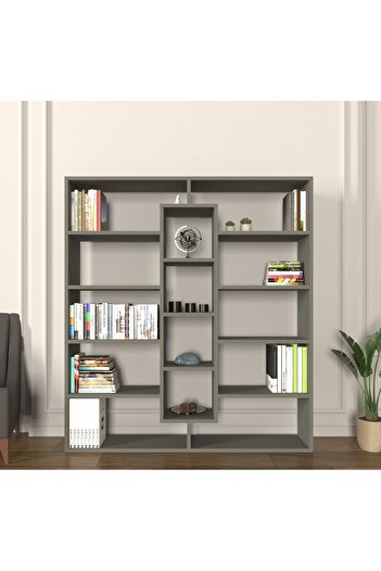 Mirobi Kiola 14-Section Decorative Open Design Bookcase Modern Bookcase Anthracite