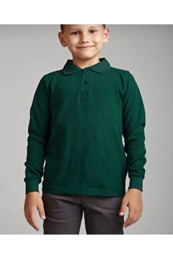Ümiteks world of clothes Tricou cu mânecă lungă cu gât polo școlar - 100% bumbac