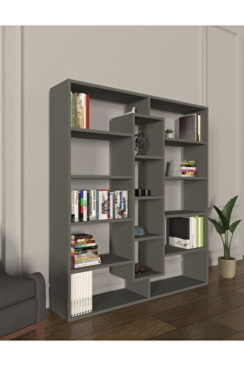 Mirobi Kiola 14-Section Decorative Open Design Bookcase Modern Bookcase Anthracite