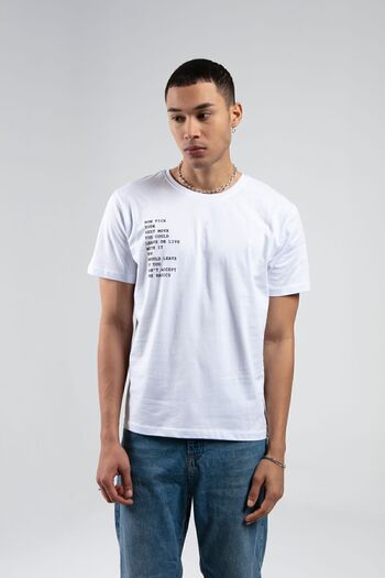 MAN EDITION Λευκό μπλουζάκι με στάμπα Crew Neck - 100% βαμβάκι, κοντομάνικο Ee 10008844 -8844