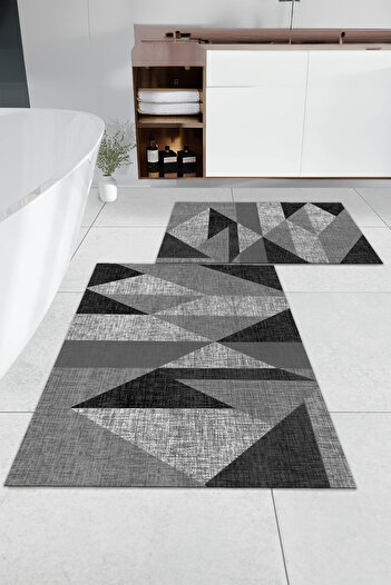 Faiend 2-piece Non-slip Based Washable Bathroom Set - Rug and Mat Toilet Seat Set (1)