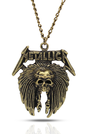 kolbi Metallica Skull Rock Lord Necklace - Antique Yellow Finish Classic with Chain