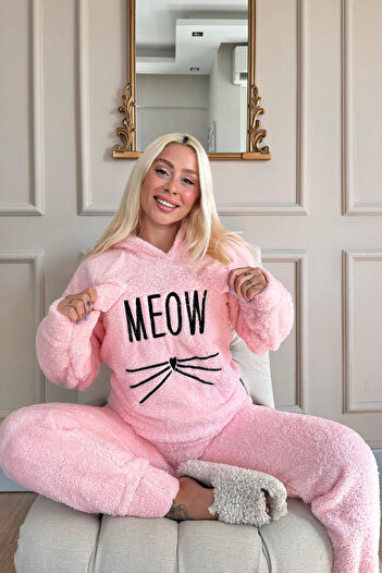 Pijamaevi Σετ Πιτζάμες Πλήρης Λούτρινη με Μοτίβο Salmon Meow