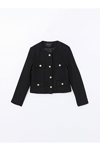LC Waikiki Women's Tweed Jacket - Crew Neck, Textured