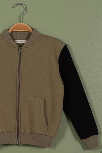 for you kids Κοριτσίστικο μπουφάν Kangaroo Pocket Khaki με φερμουάρ