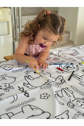 Aşkın Parti Evi 150cm Waterproof Educational Play Mat - Machine Washable and Repaintable Painting Cover Mat