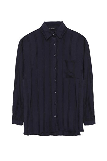Quzu Navy Blue Buttoned Shirt