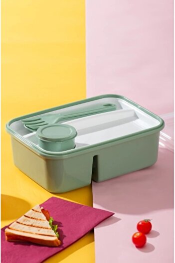 HOBBY LİFE Feeding Bowl - Sauce Bowl with Compartment and Fork and Spoon