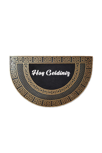 M&H Quality Gold Colored Oval Mat - Non-Slip Base, Welcome Written