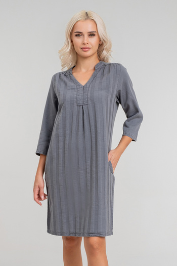 Bold & Young Women's 3/4 Sleeve Pocket Corded Cotton Legendary Dress - Non-Shrink Woven Fabric