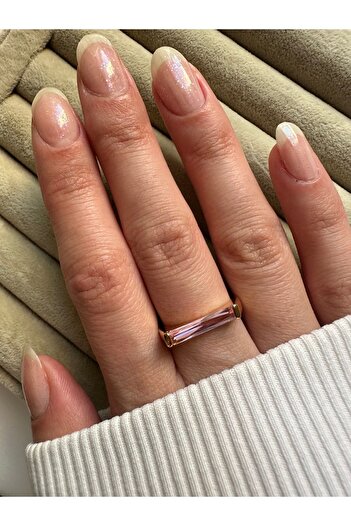 ringbox Pembe Taşlı Ince Model Gold Yüzük