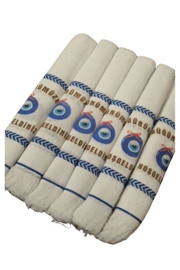yörük tuhafiye Wedding Towel Car Towel Convoy Towel White Nzr (Pack of 12) Evil Eye 3