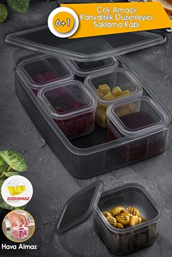 FİTHOME 7 Piece Breathproof and Leakproof Breakfast Presentation Set - Picnic Set