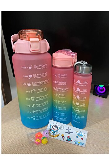POINTTECH 3-Piece Motivational Water Bottle Water Bottle 2Lt-900Ml-300Ml