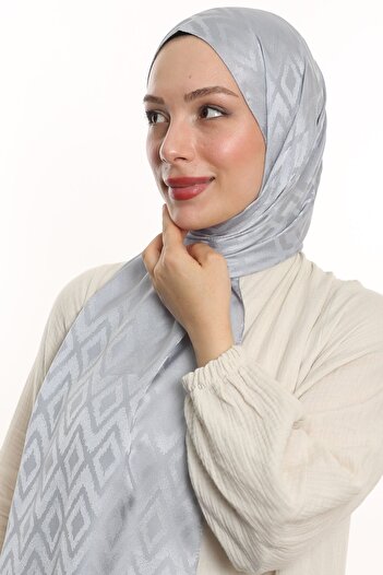 m moon scarf Şal jacquard mătăsos cu model de gresie de înaltă calitate - cusături italiene, gri argintiu